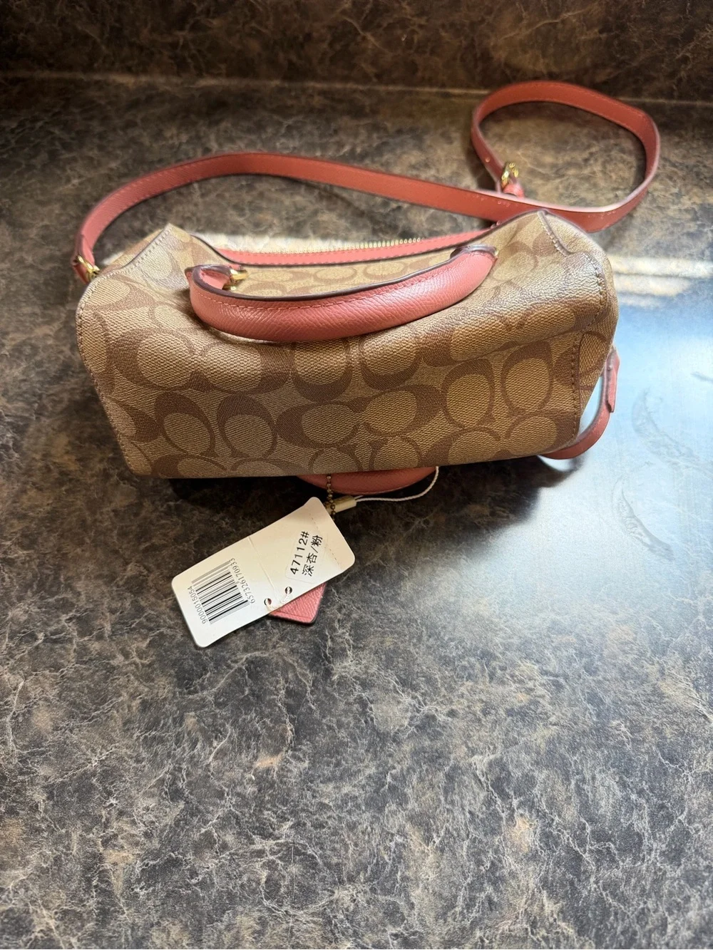 Coach Signature Crossbody Bag in Brown and Pink